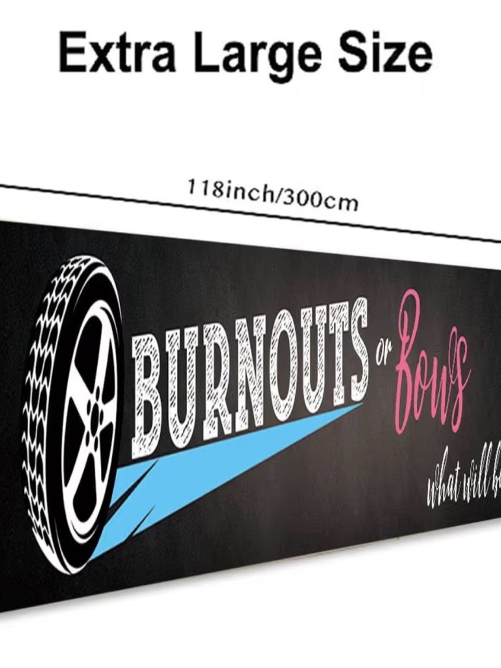 Burnouts or Bows Black Wall Decor Banner For Gender Reveal Shower - Pink & Blue